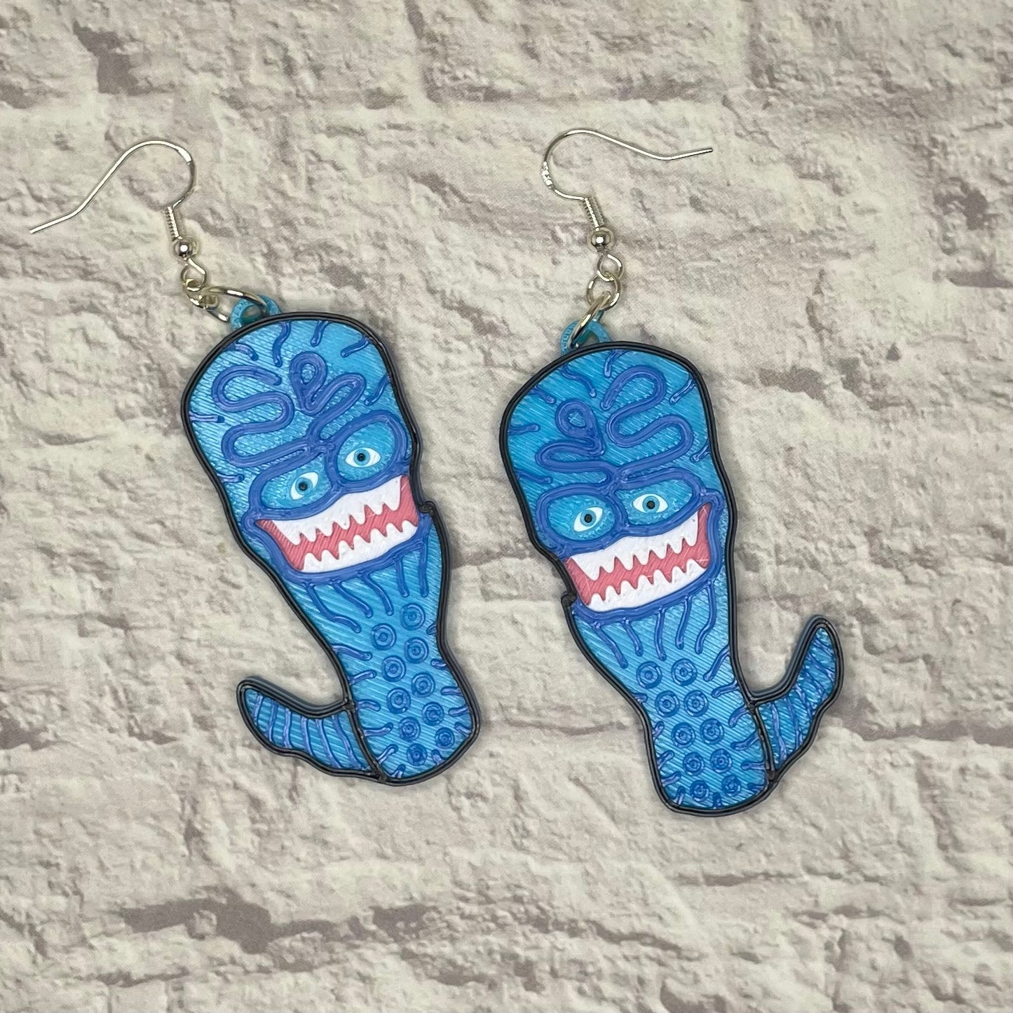 Brain Damage Horror Statement Earrings or Keychain 3D Printed