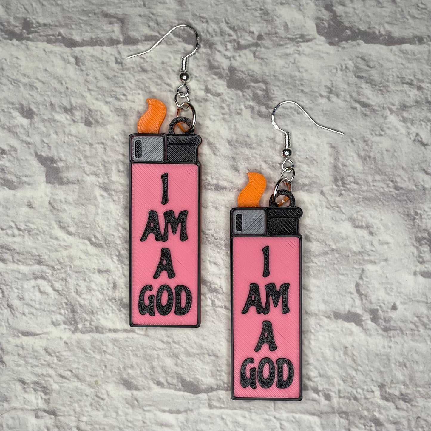 I Am A God Horror Statement Earrings or Keychain 3D Printed