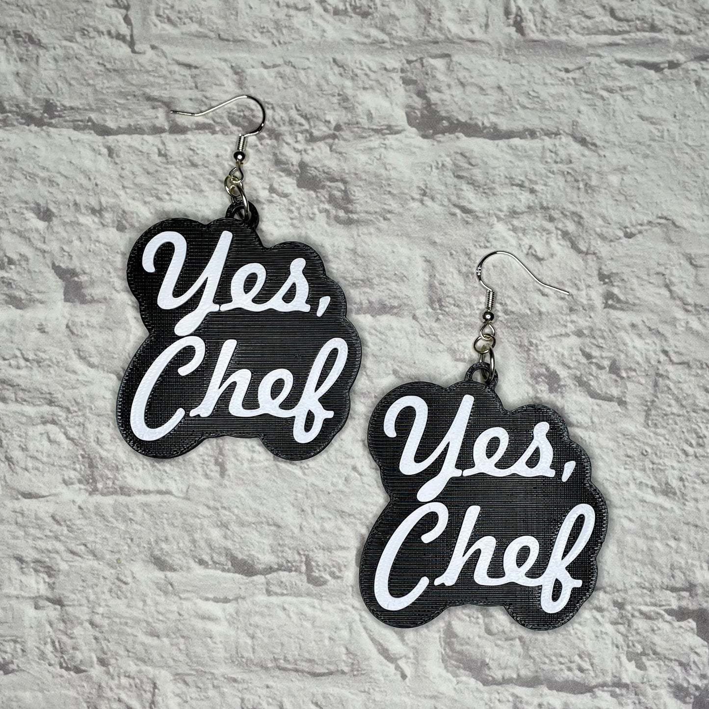 Yes Chef Statement Earrings or Keychain 3D Printed