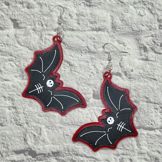 Bat Skeleton Spooky Statement Earrings 3D Printed