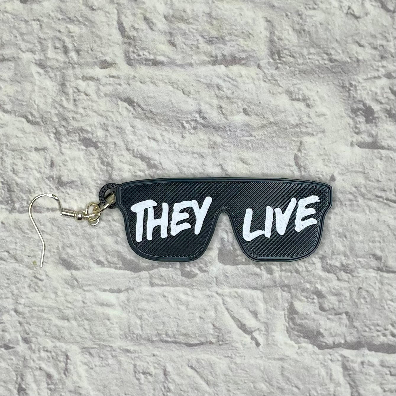 They Live Horror Statement Earrings or Keychain 3D Printed