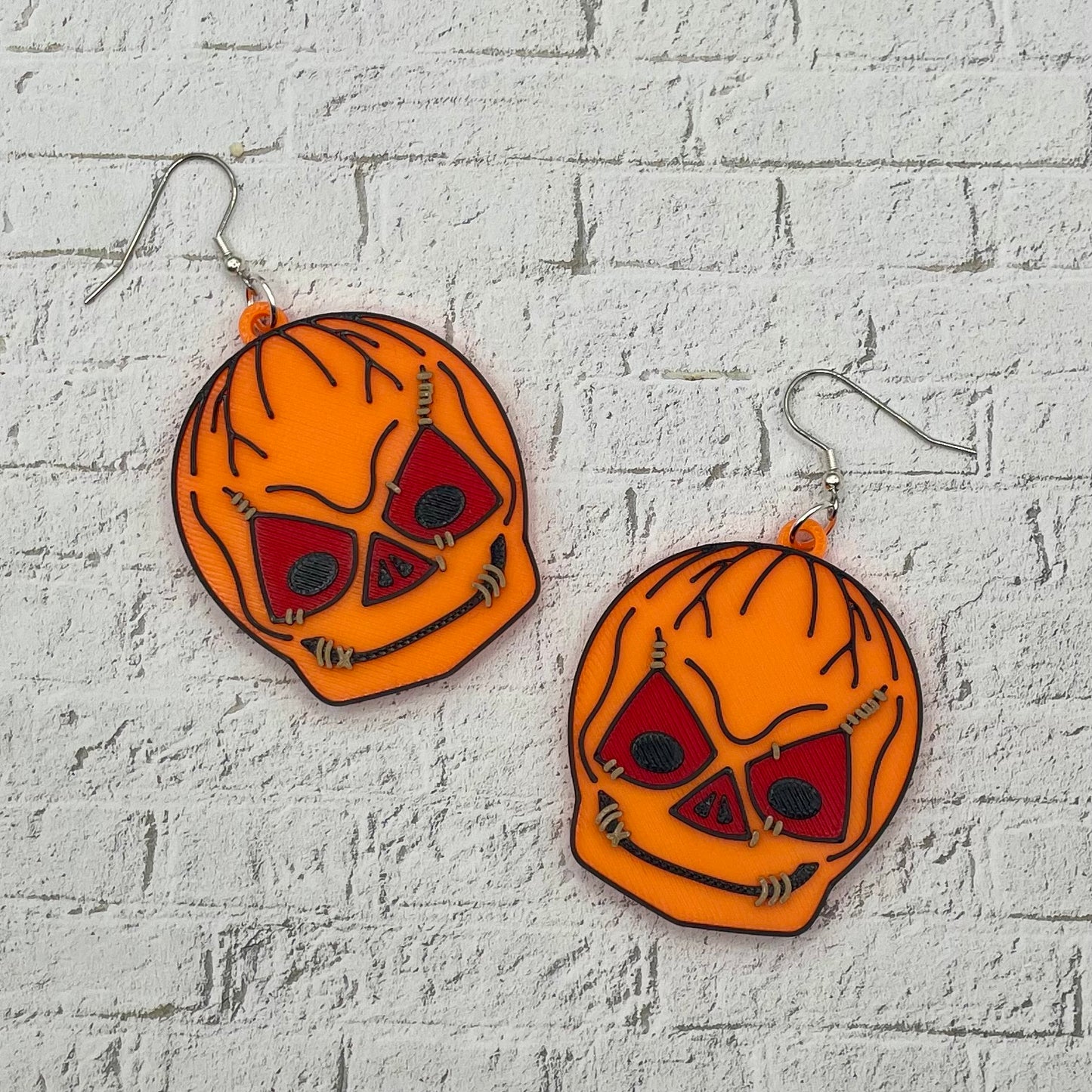 Sam Pumpkin Head Horror Statement Earrings or Keychain 3D Printed