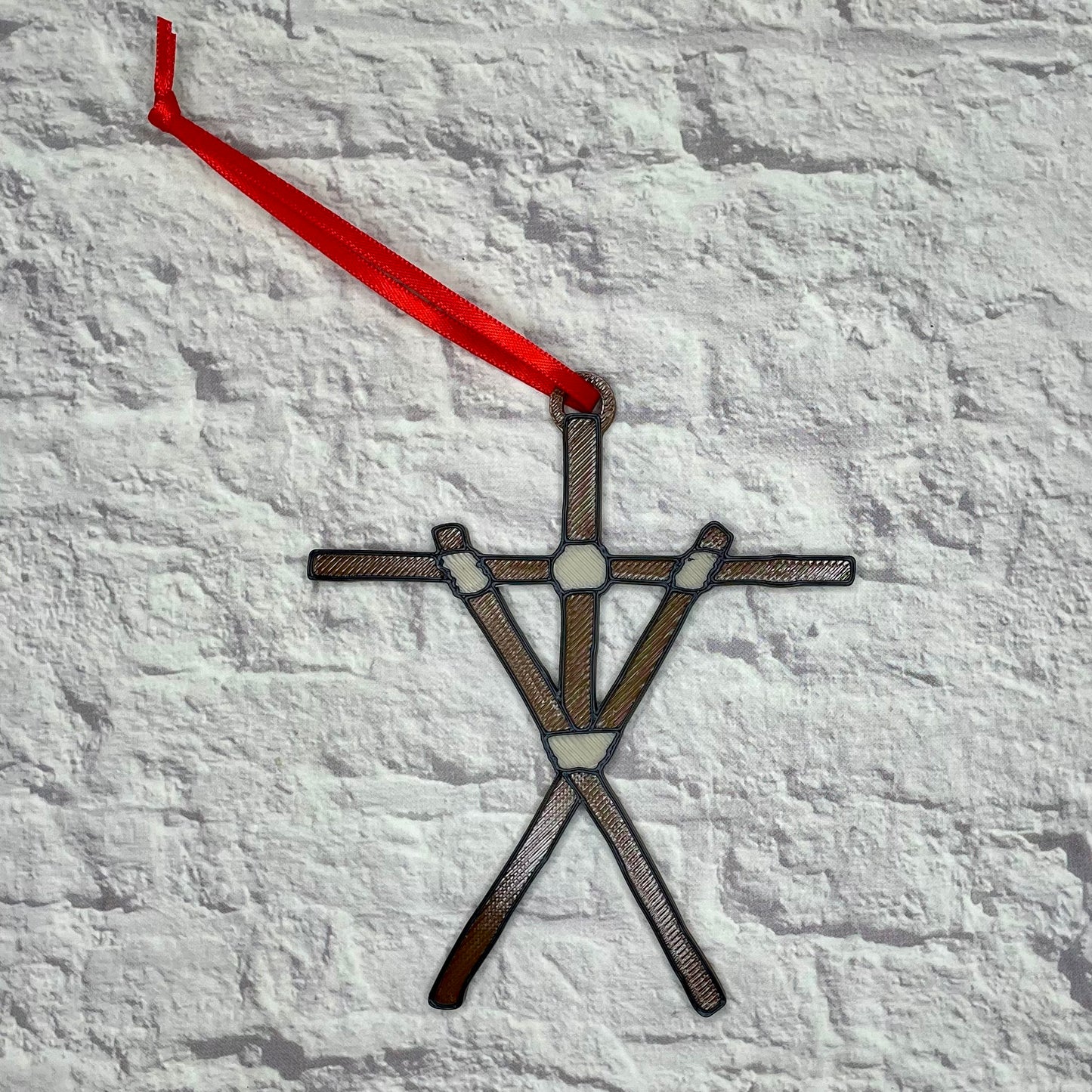 Stick Figure Holiday Ornament 3D Printed