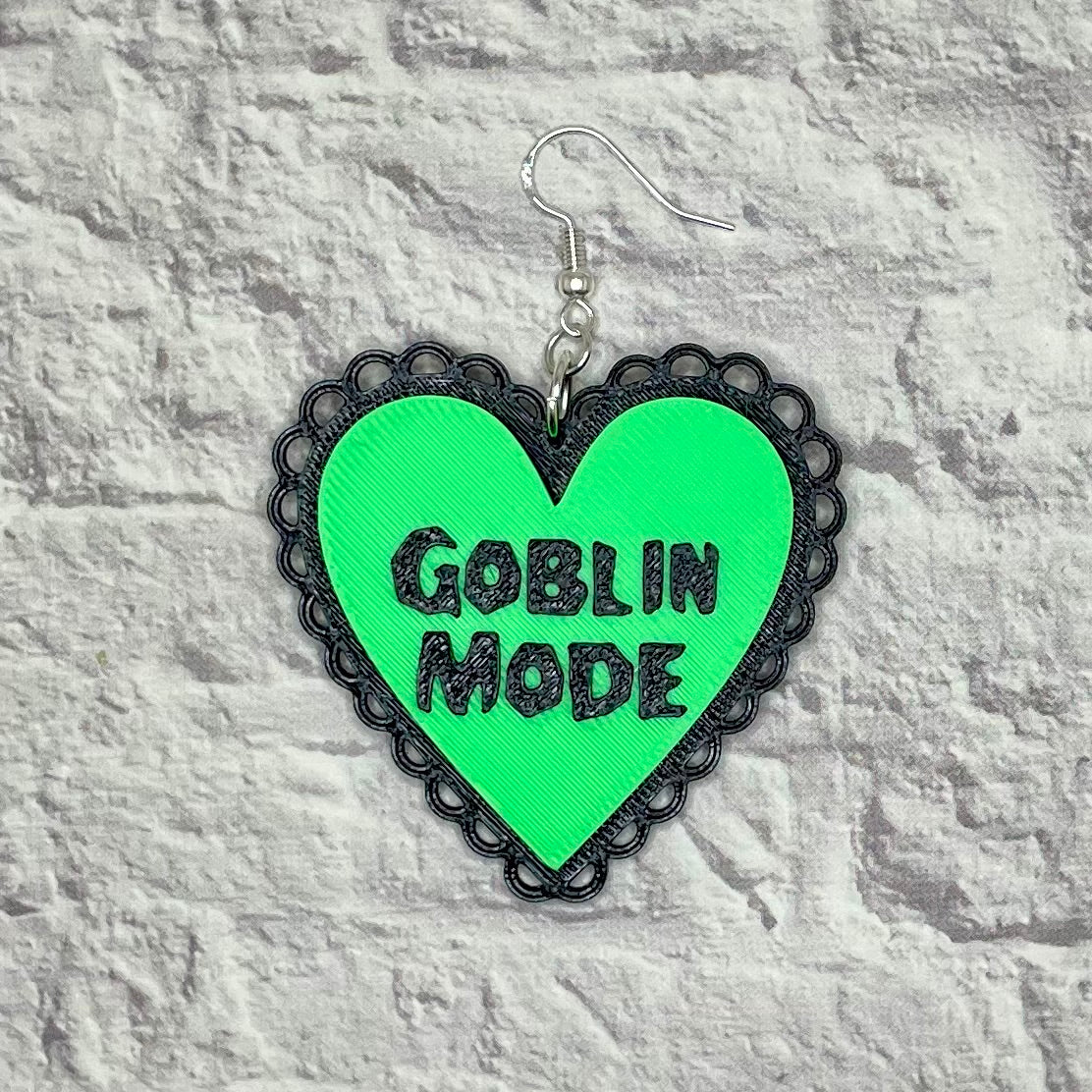 Goblin Mode Statement Earrings or Keychain 3D Printed