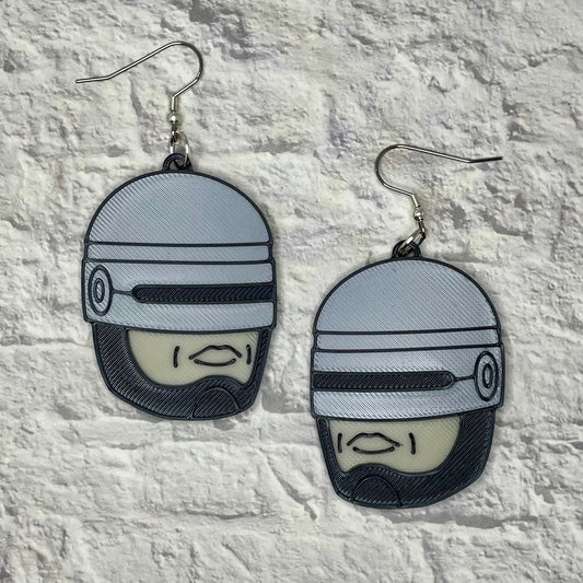 Cyborg Officer Statement Earrings or Keychain 3D Printed