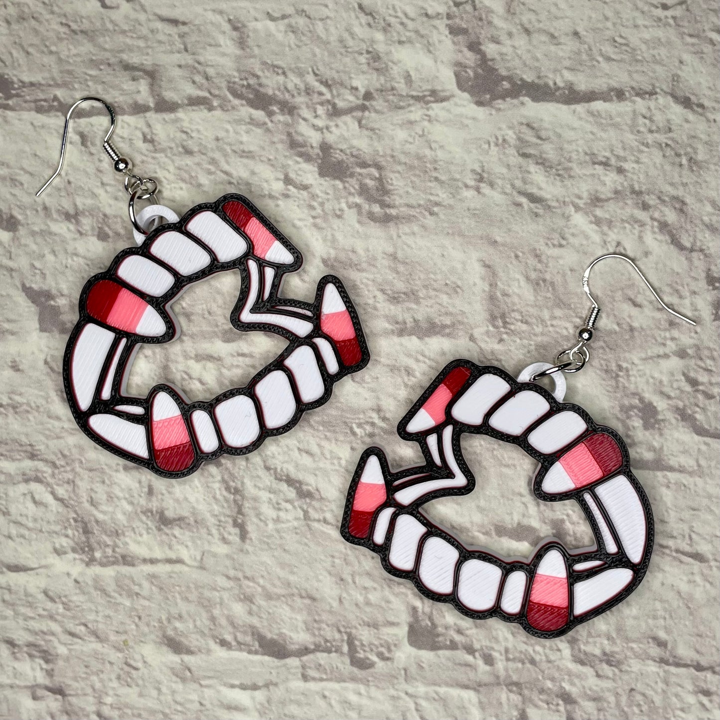 Candy Corn Valloween Vampire Teeth Statement Earrings or Keychain 3D Printed