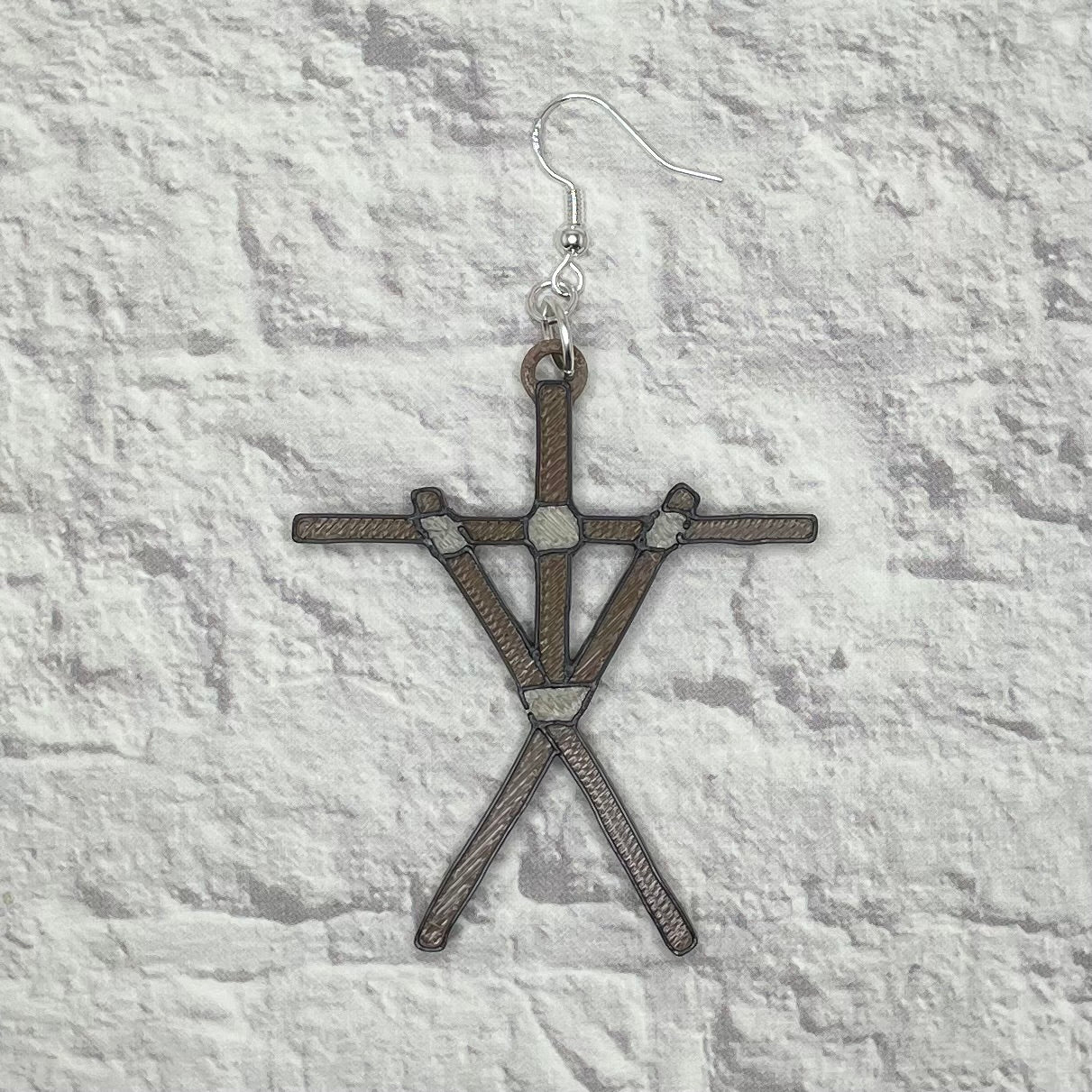 Stick Figure Horror Statement Earrings or Keychain 3D Printed