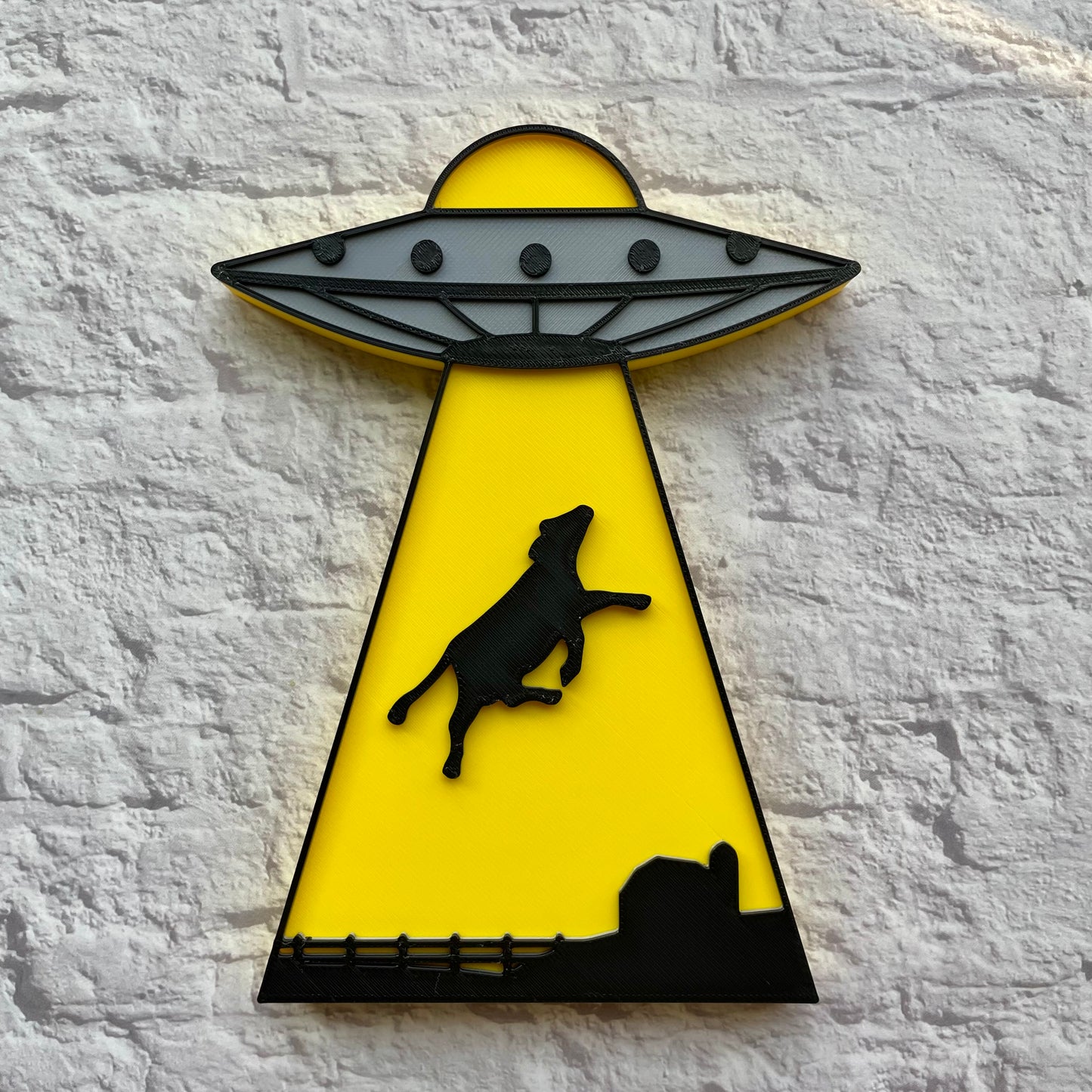 UFO Cow Abduction Shelf Sitter 3D Printed
