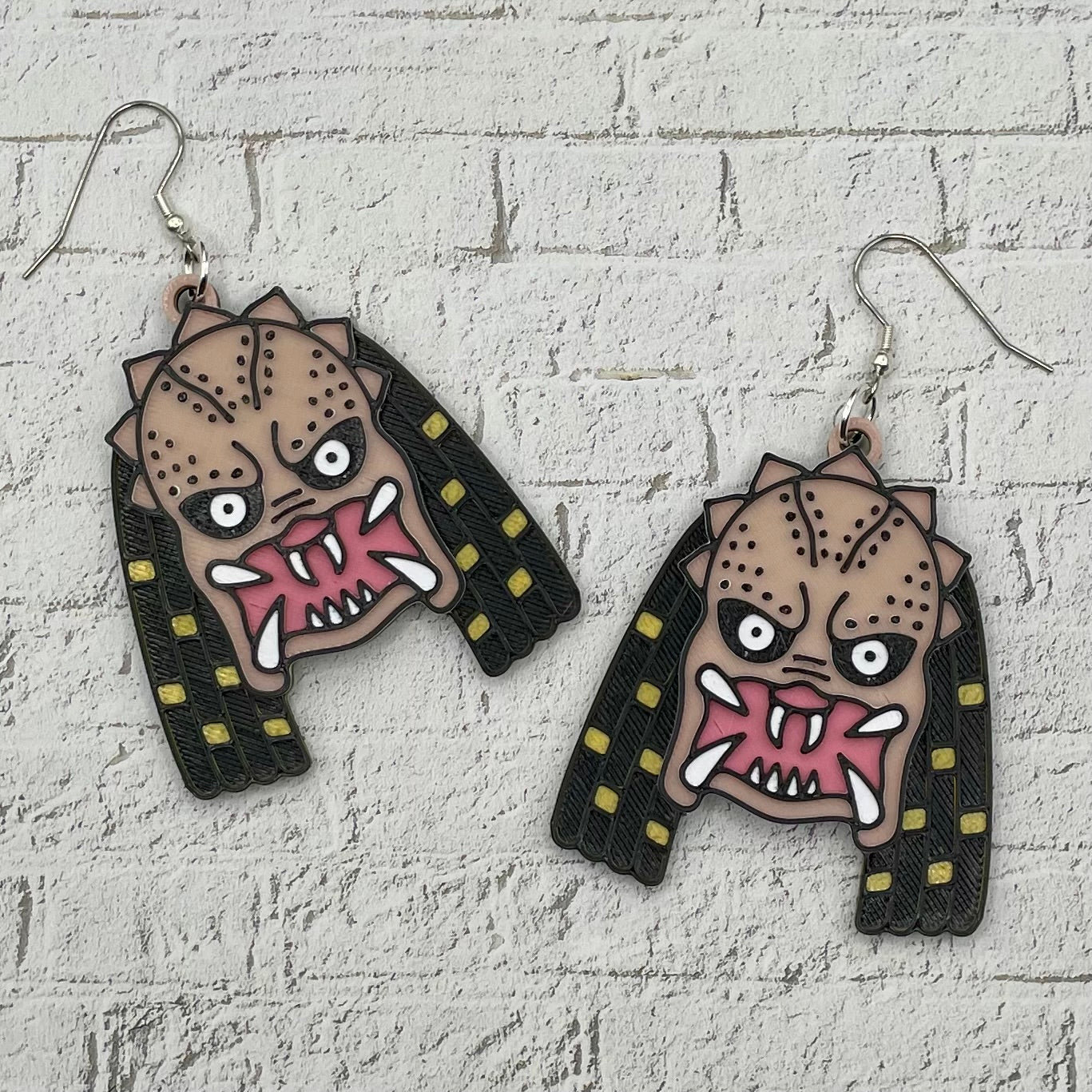 Predator Horror Statement Earrings or Keychain 3D Printed