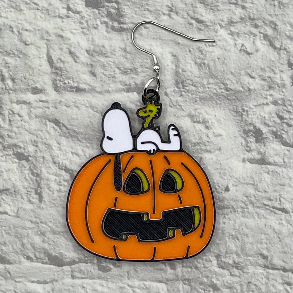 Beagle Bird Pumpkin Halloween Statement Earrings or Keychain 3D Printed
