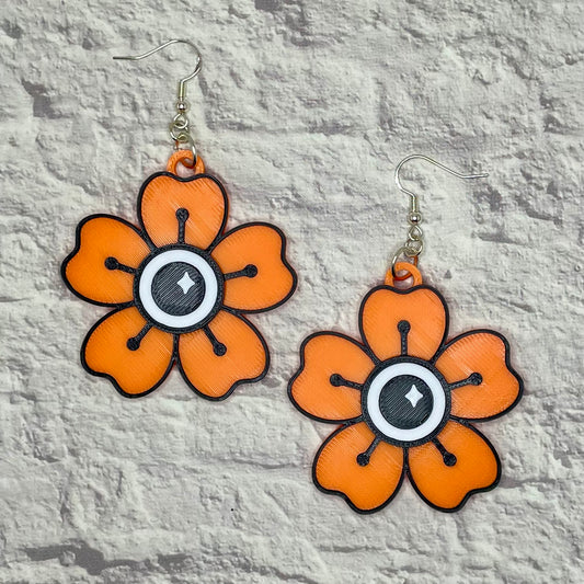 Flower Eyeball Spooky Statement Earrings or Keychain 3D Printed