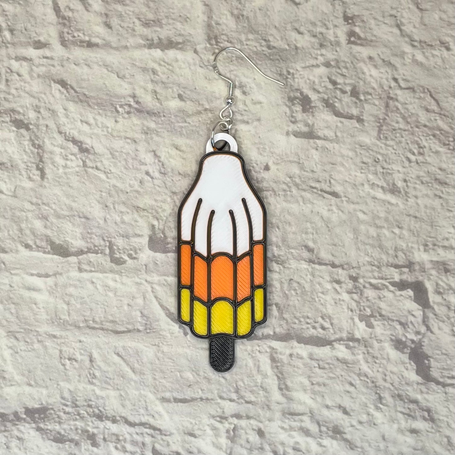Candy Corn Popsicle Spooky Statement Earrings or Keychain 3D Printed