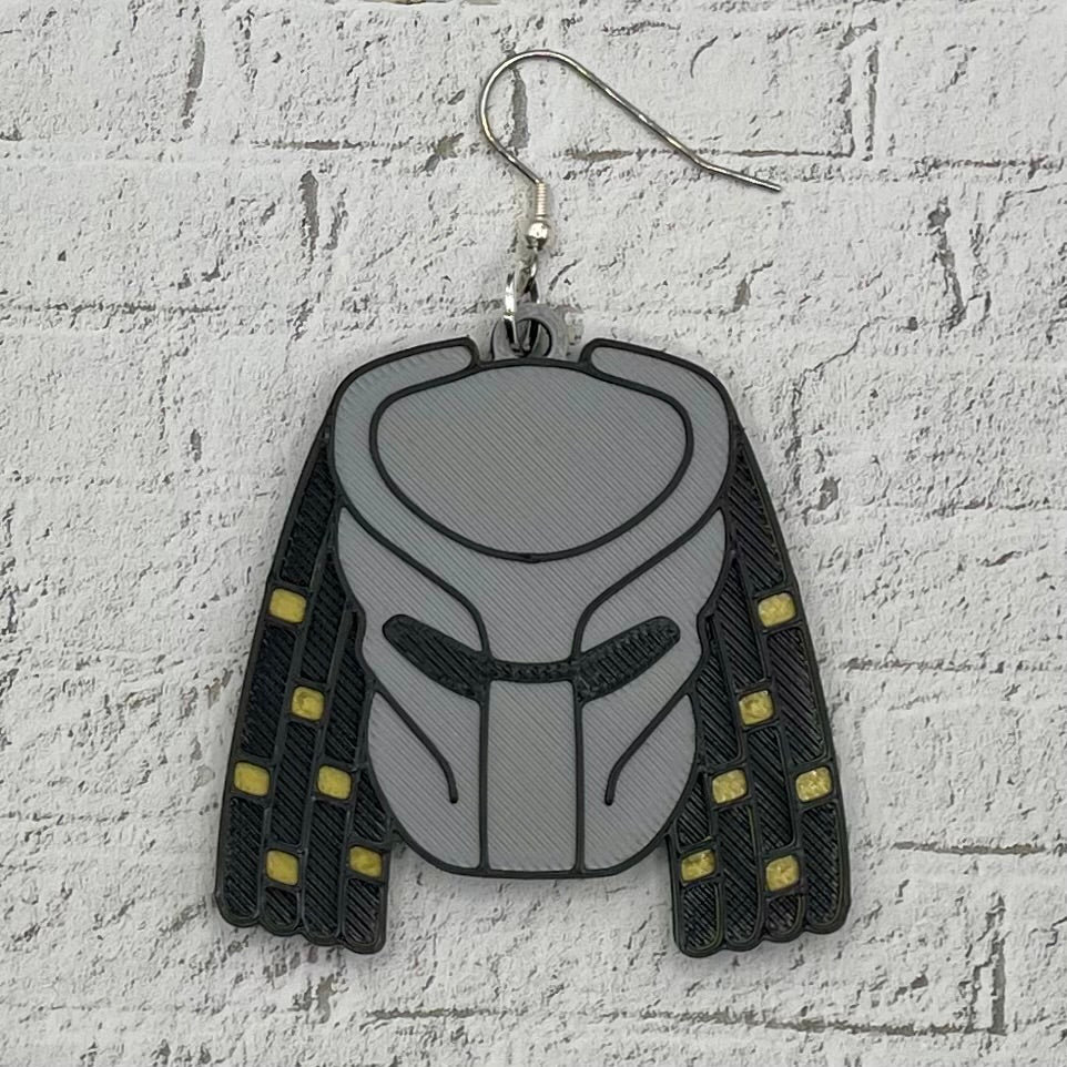 Predator Mask Horror Statement Earrings or Keychain 3D Printed