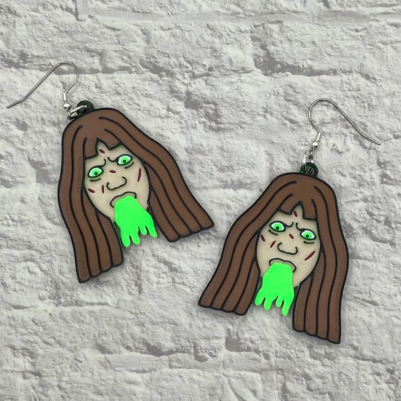 Regan Horror Statement Earrings or Keychain 3D Printed