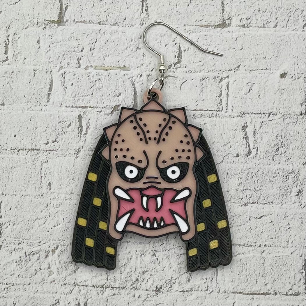 Predator Horror Statement Earrings or Keychain 3D Printed