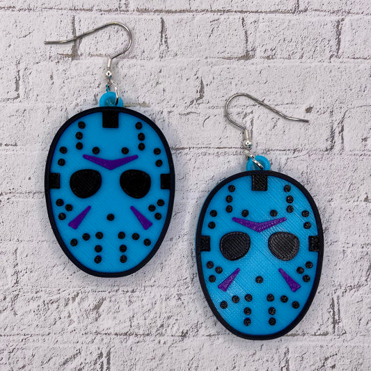 Video Game Hockey Mask Horror Statement Earrings or Keychain 3D Printed
