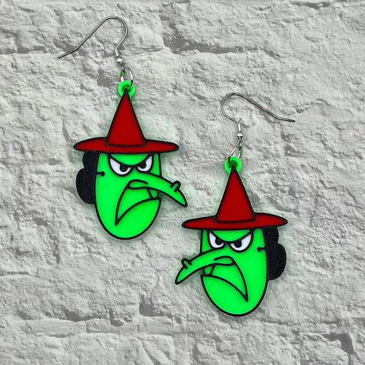 Lucy Halloween Witch Mask Statement Earrings or Keychain 3D Printed