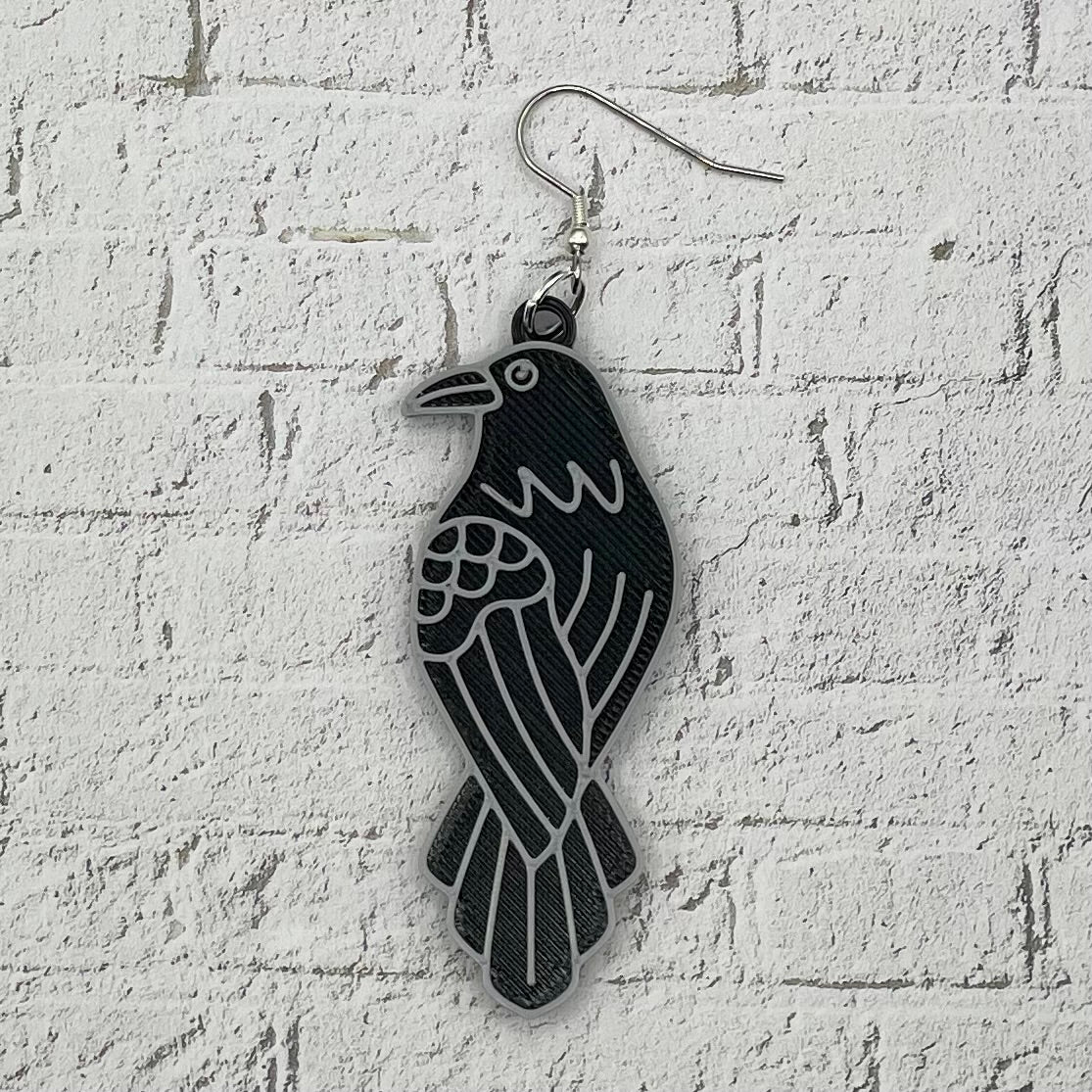 Crow Statement Earrings or Keychain 3D Printed
