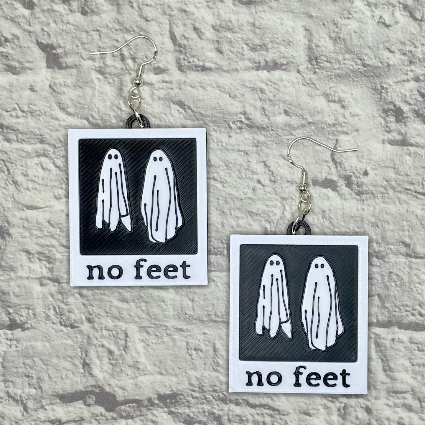 No Feet Polaroid Statement Earrings or Keychain 3D Printed