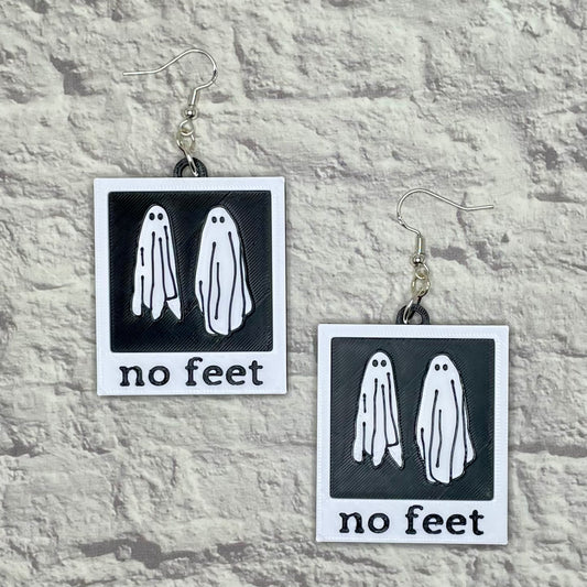 No Feet Polaroid Statement Earrings or Keychain 3D Printed