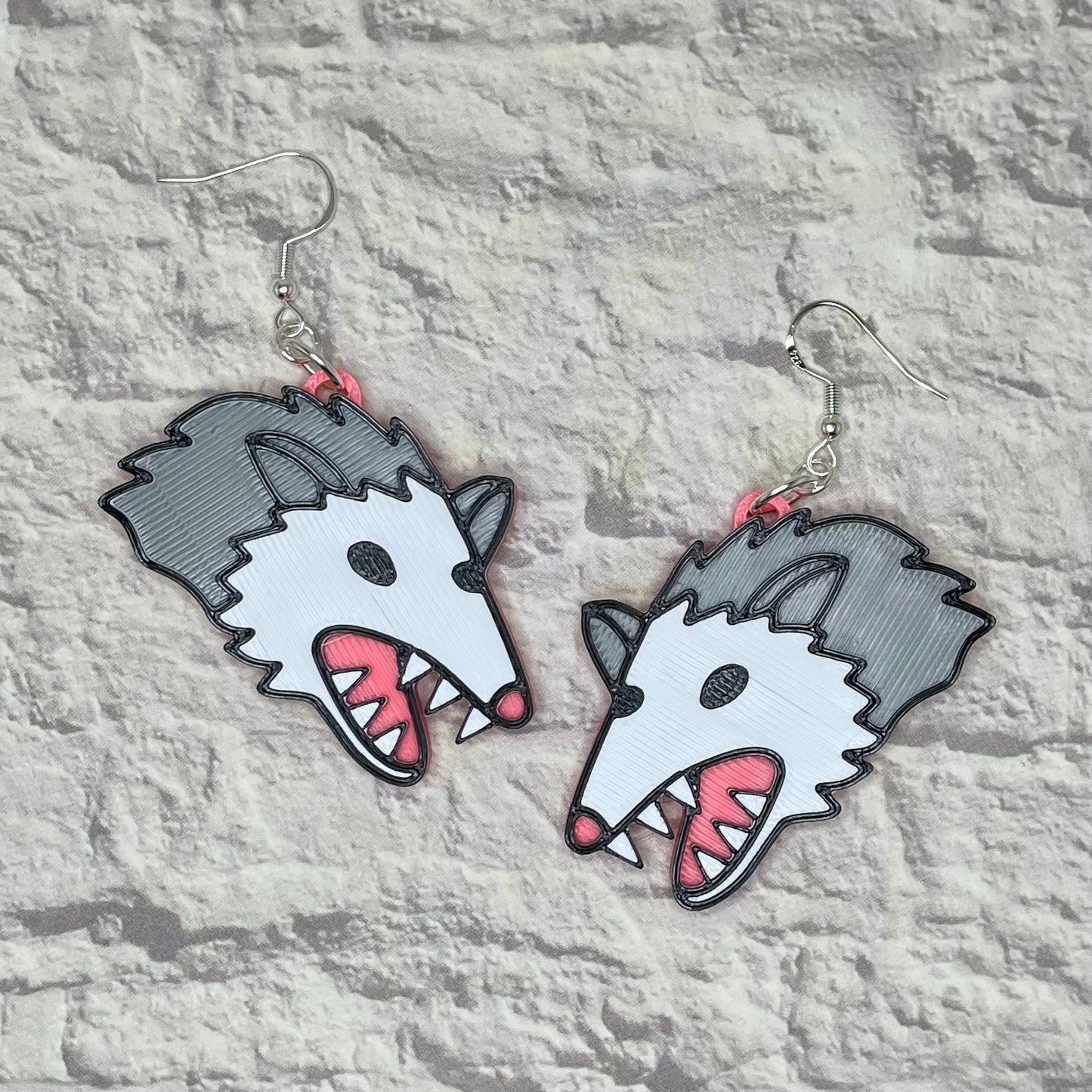 Possum Statement Earrings or Keychain 3D Printed
