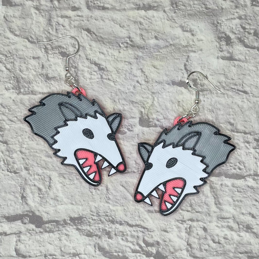 Possum Statement Earrings or Keychain 3D Printed