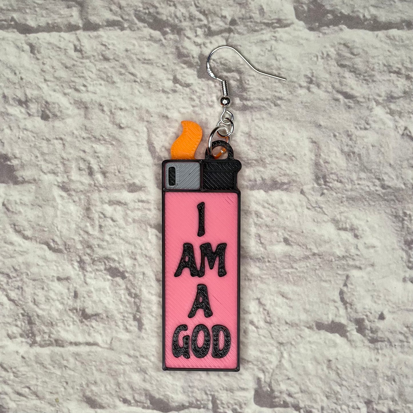 I Am A God Horror Statement Earrings or Keychain 3D Printed
