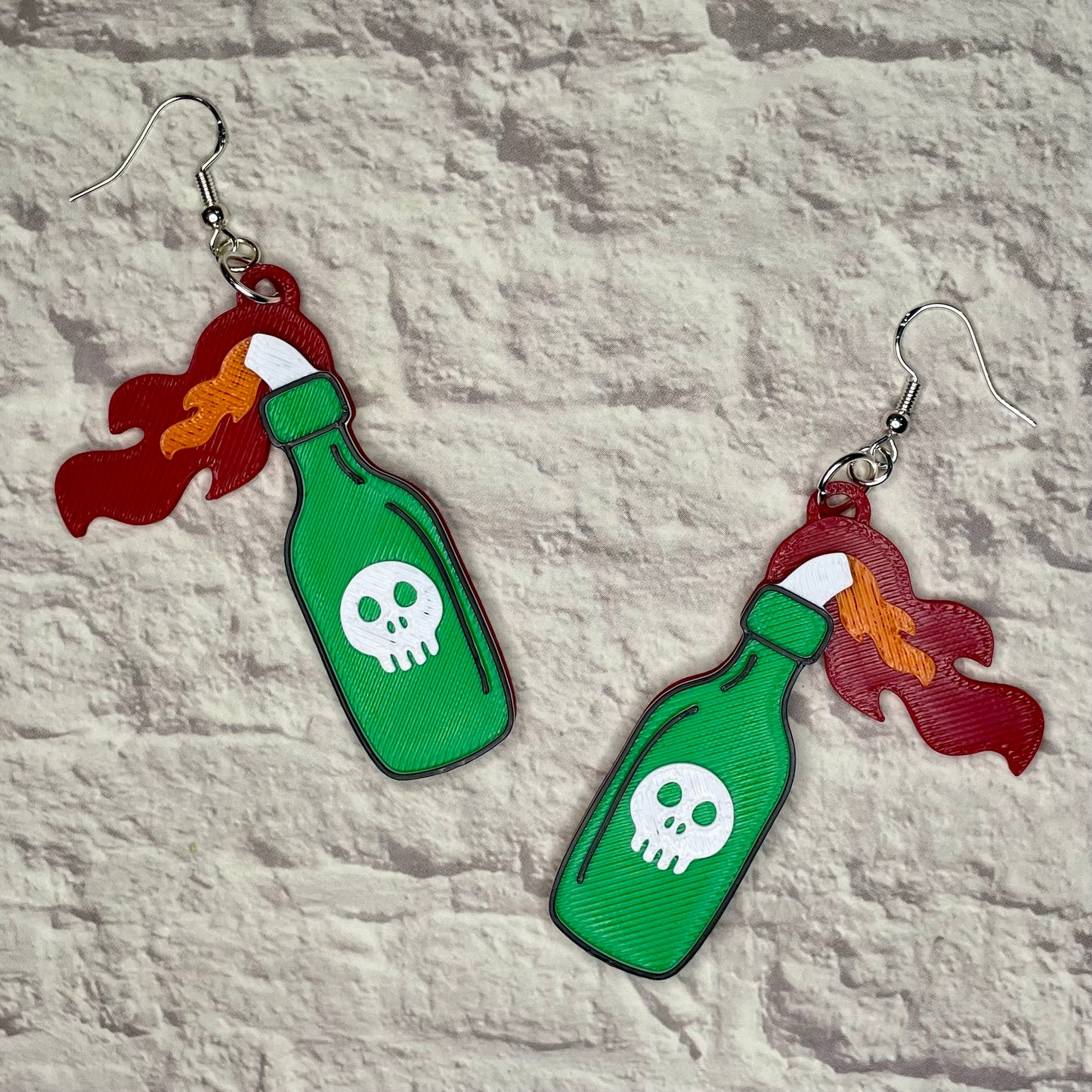 Molotov Cocktail Statement Earrings or Keychain 3D Printed