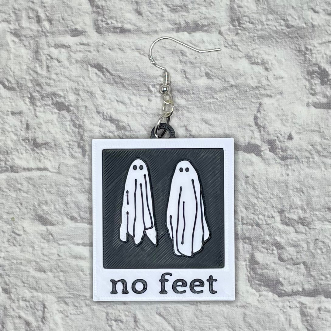 No Feet Polaroid Statement Earrings or Keychain 3D Printed