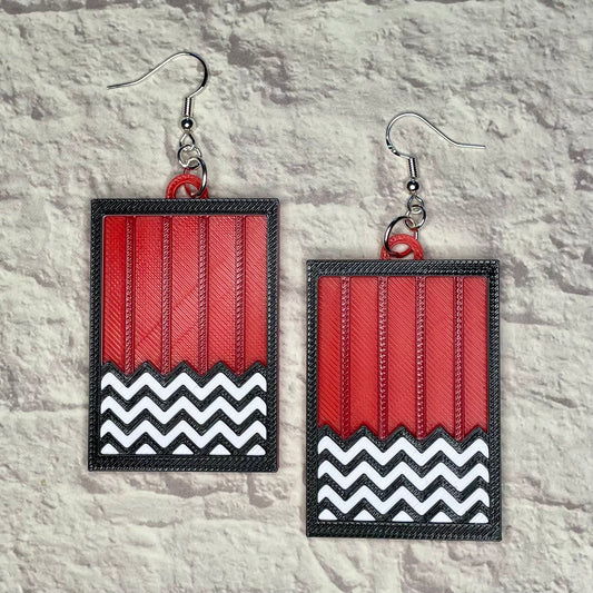 Black Lodge Statement Earrings 3D Printed