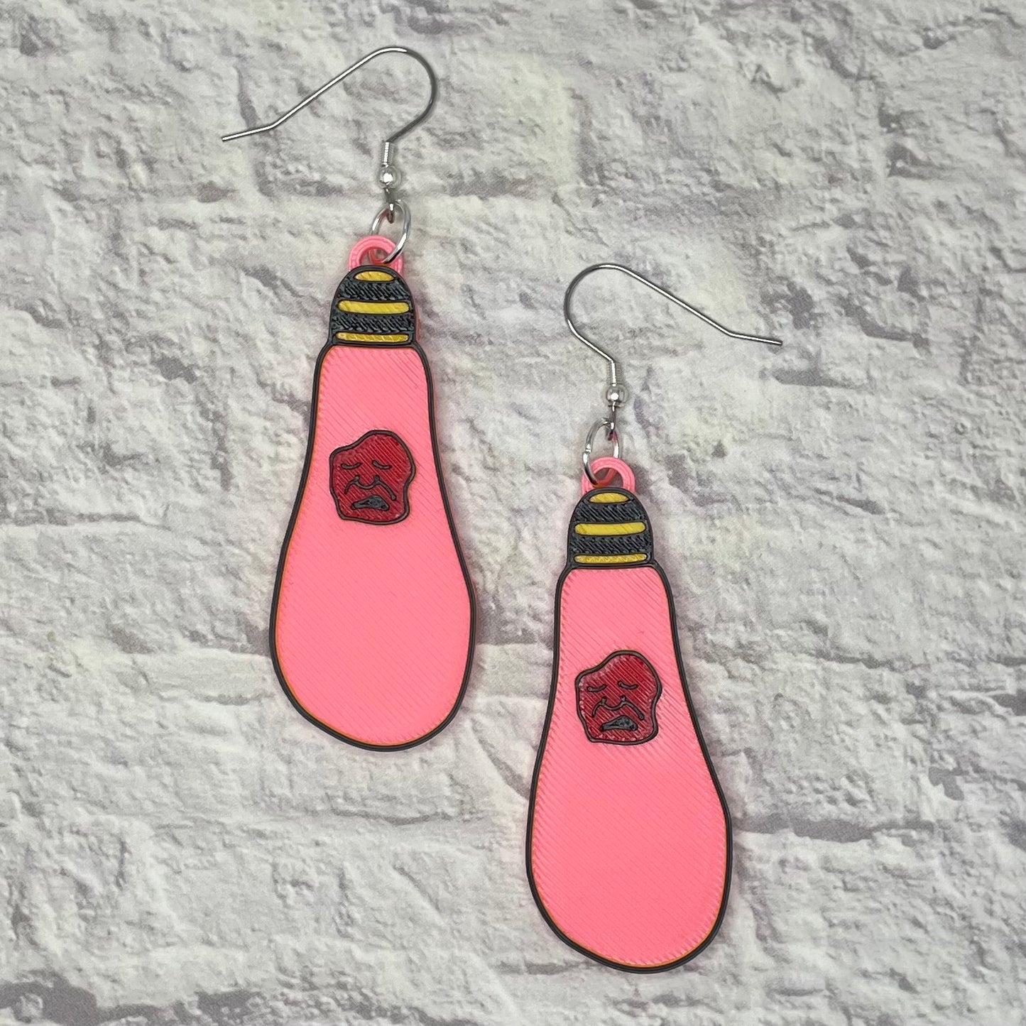 Cotton Candy Cocoon Horror Statement Earrings or Keychain 3D Printed
