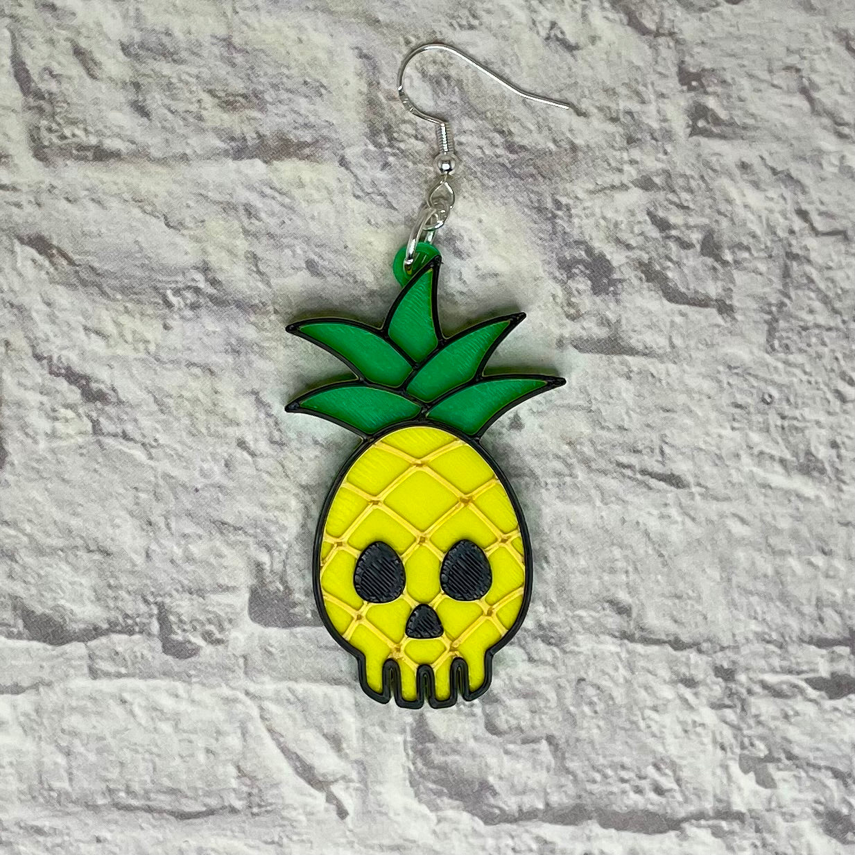 Pineapple Skull Spooky Statement Earrings or Keychain 3D Printed