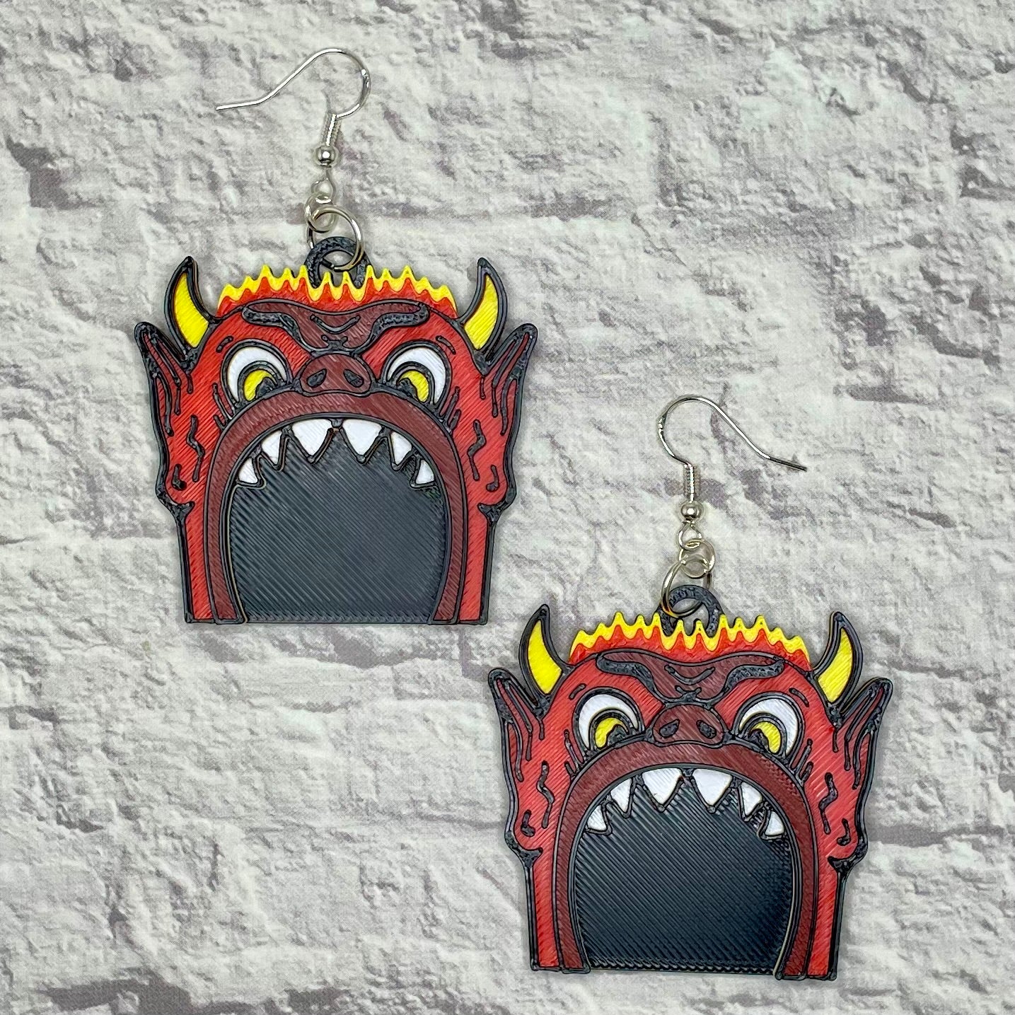 Dante’s Inferno Room Statement Earrings or Keychain 3D Printed