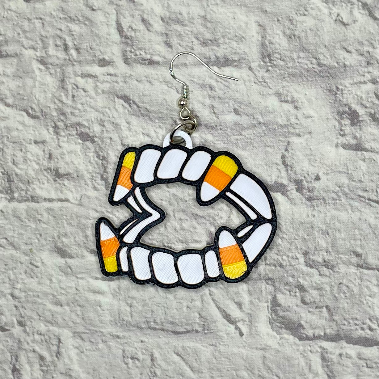 Candy Corn Vampire Teeth Statement Earrings or Keychain 3D Printed