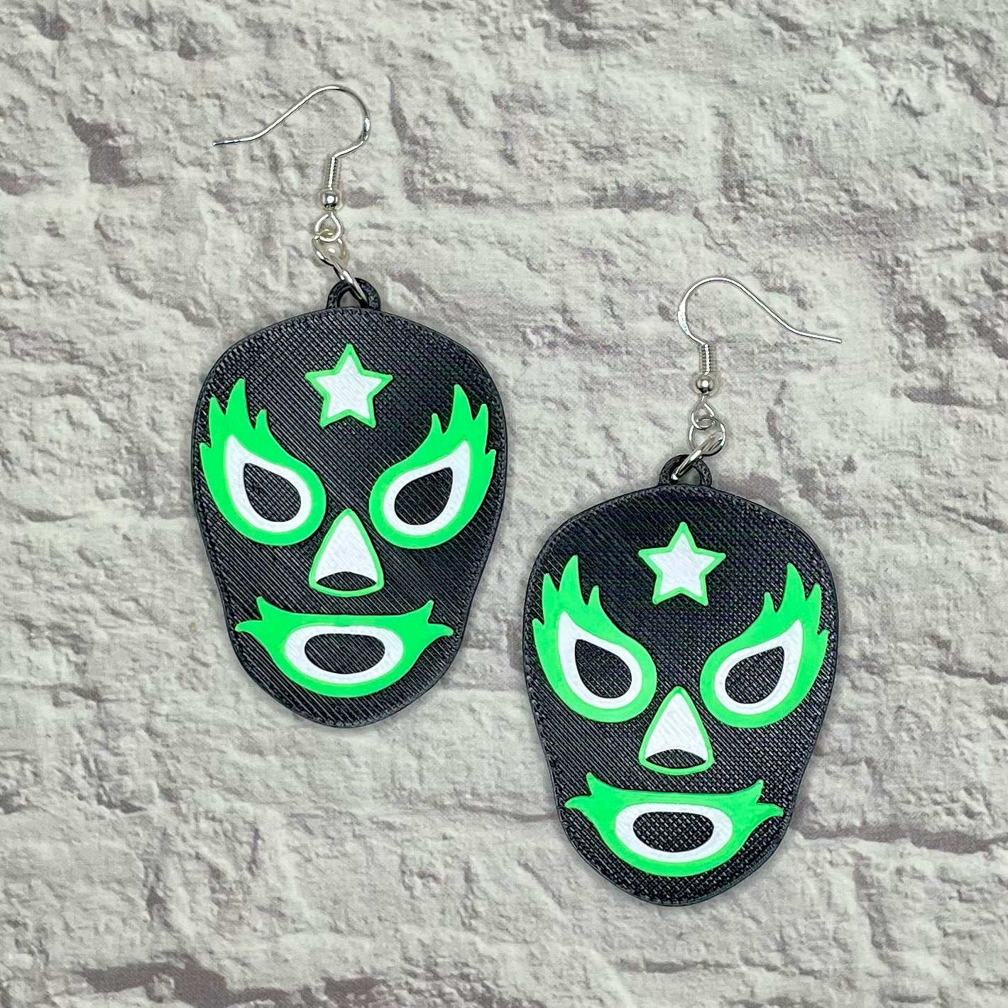 Luchador Mask Statement Earrings or Keychain 3D Printed