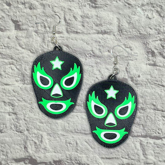 Luchador Mask Statement Earrings or Keychain 3D Printed