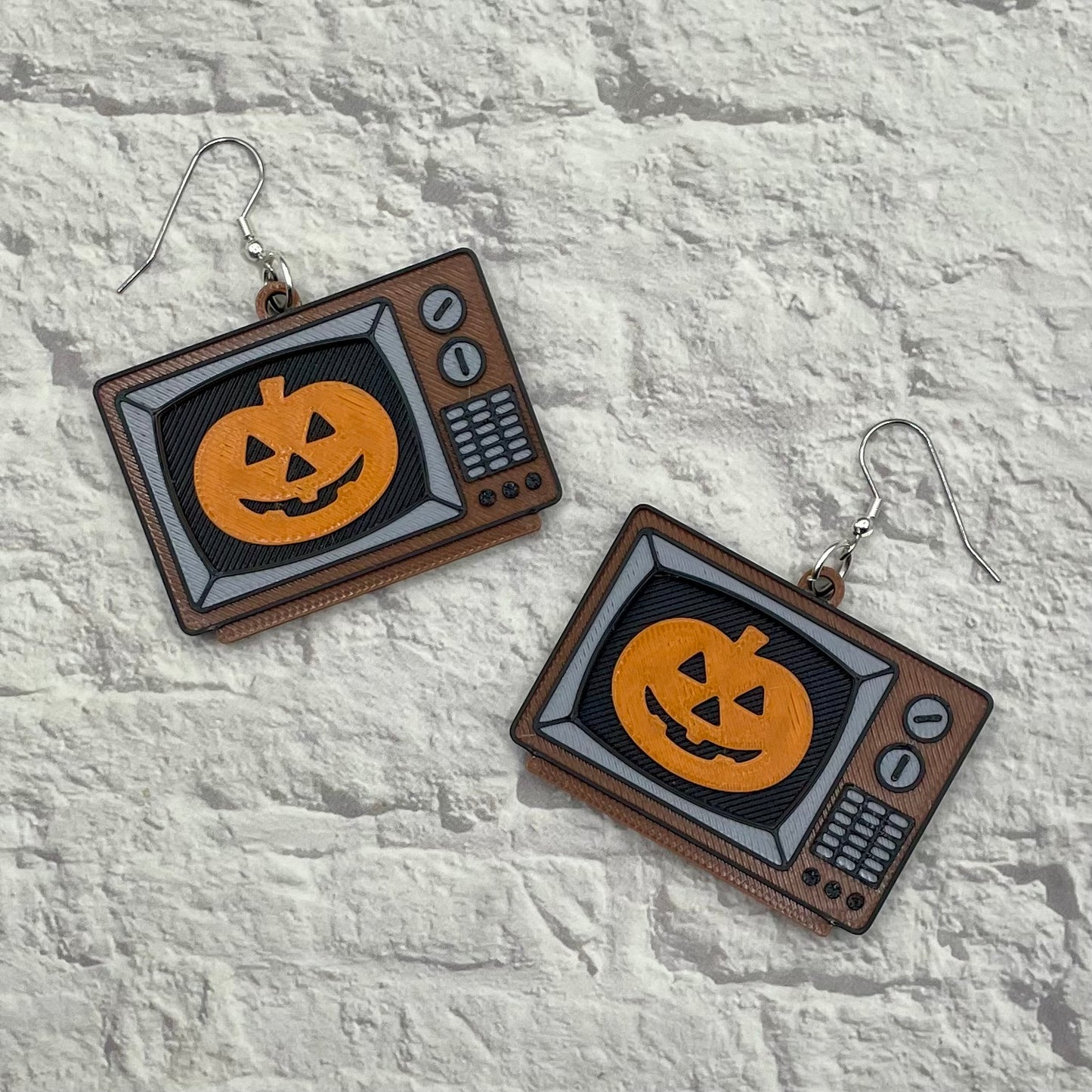 Halloween Giveaway TV Horror Statement Earrings or Keychain 3D Printed