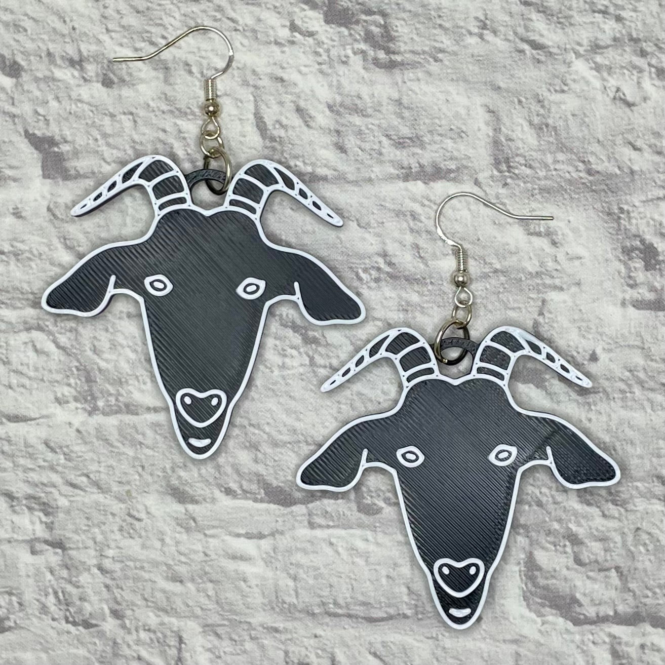 Goat Statement Earrings or Keychain 3D Printed