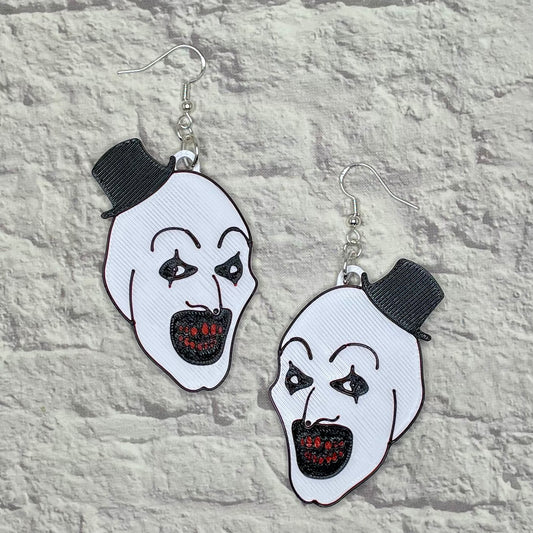 Killer Mime Horror Statement Earrings or Keychain 3D Printed