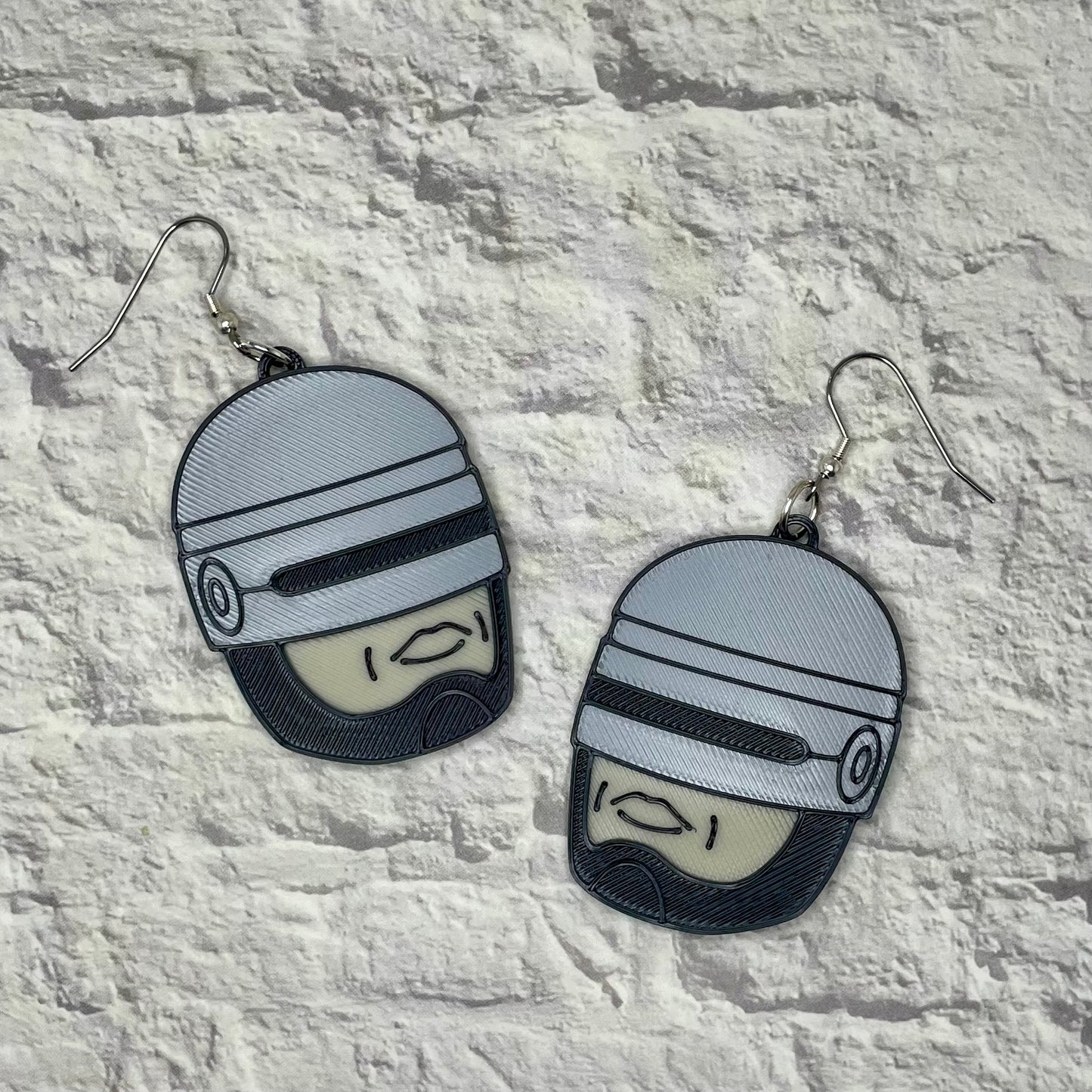 Cyborg Officer Statement Earrings or Keychain 3D Printed