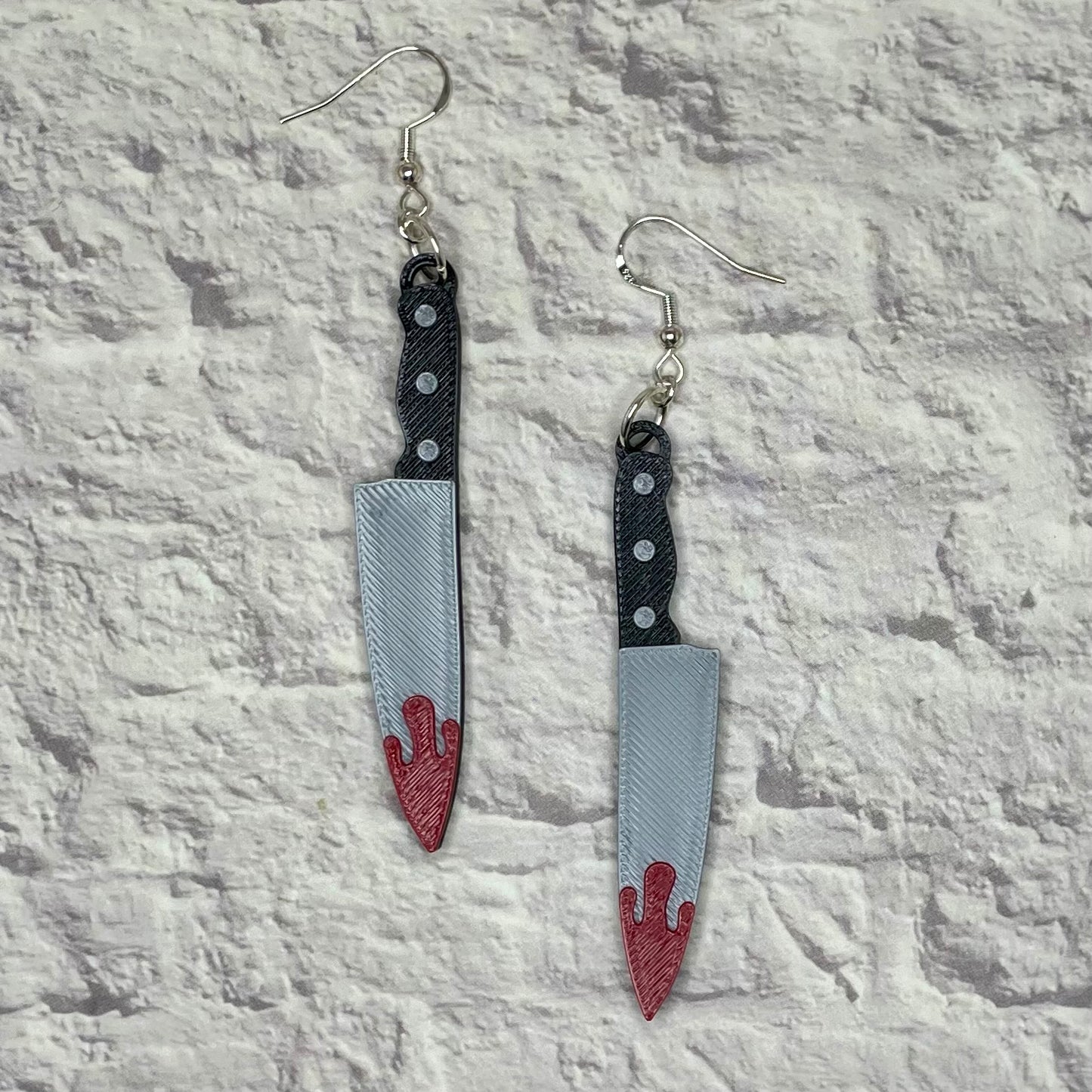 Bloody Slasher Knife Statement Earrings or Keychain 3D Printed
