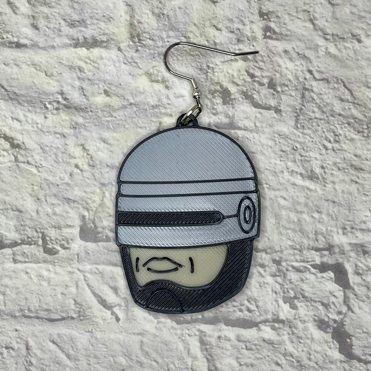 Cyborg Officer Statement Earrings or Keychain 3D Printed