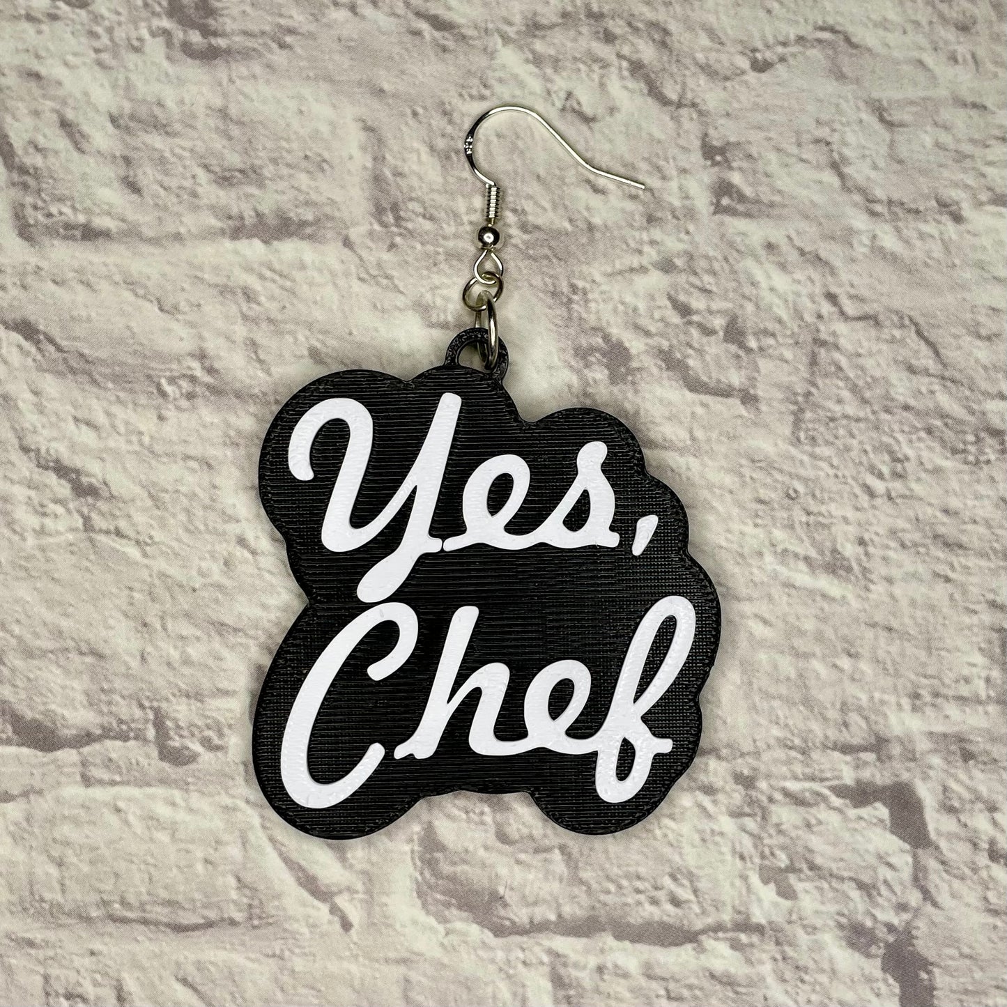 Yes Chef Statement Earrings or Keychain 3D Printed