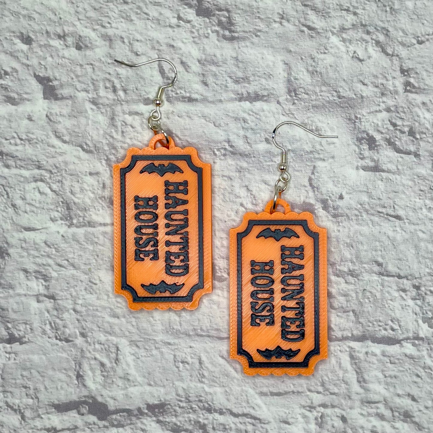 Haunted House Ticket Statement Earrings or Keychain 3D Printed
