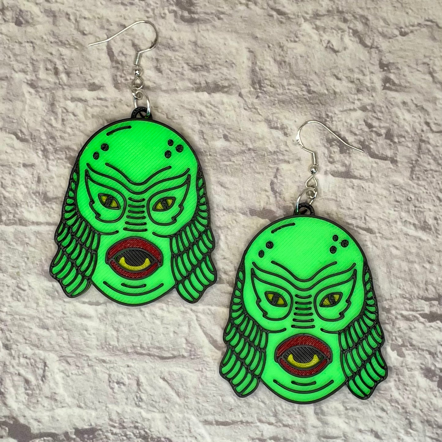 Creature Horror Statement Earrings or Keychain 3D Printed