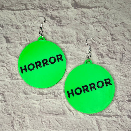 Horror VHS Sticker Statement Earrings or Keychain 3D Printed