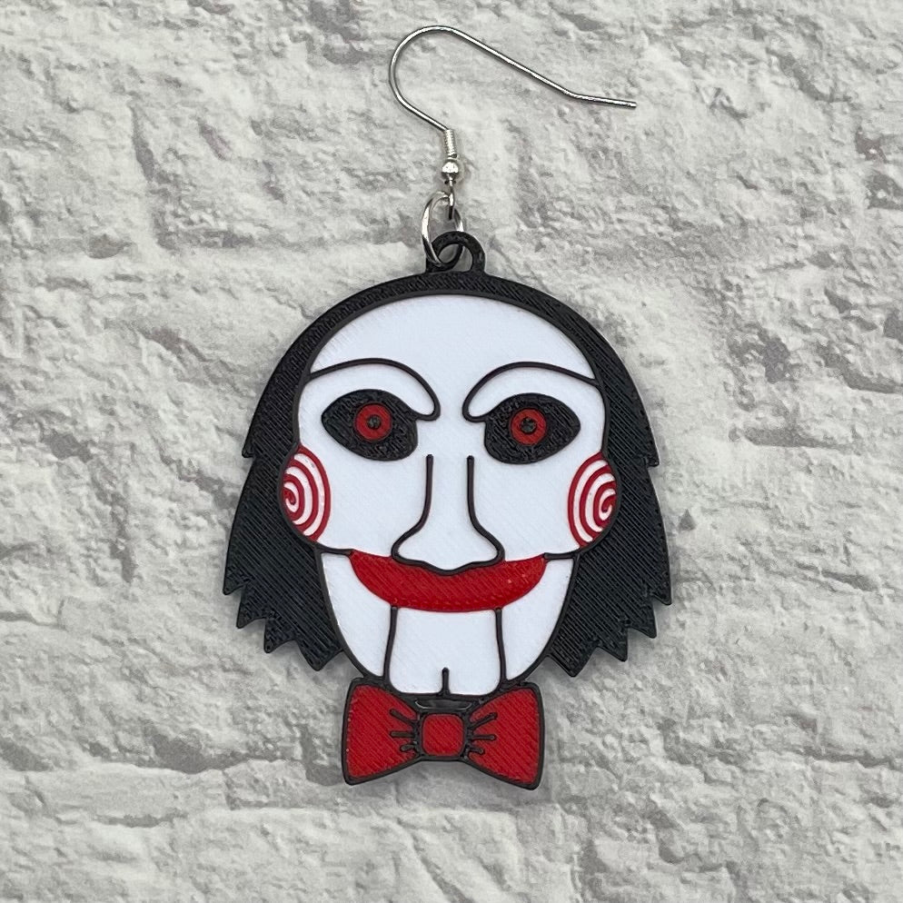 Billy Puppet Horror Statement Earrings or Keychain 3D Printed