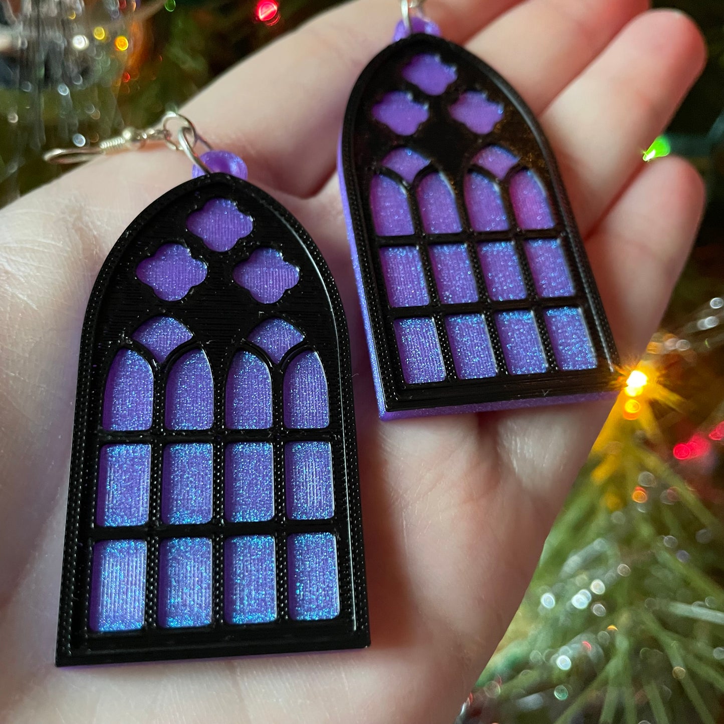 Cathedral Window Statement Earrings or Keychain 3D Printed