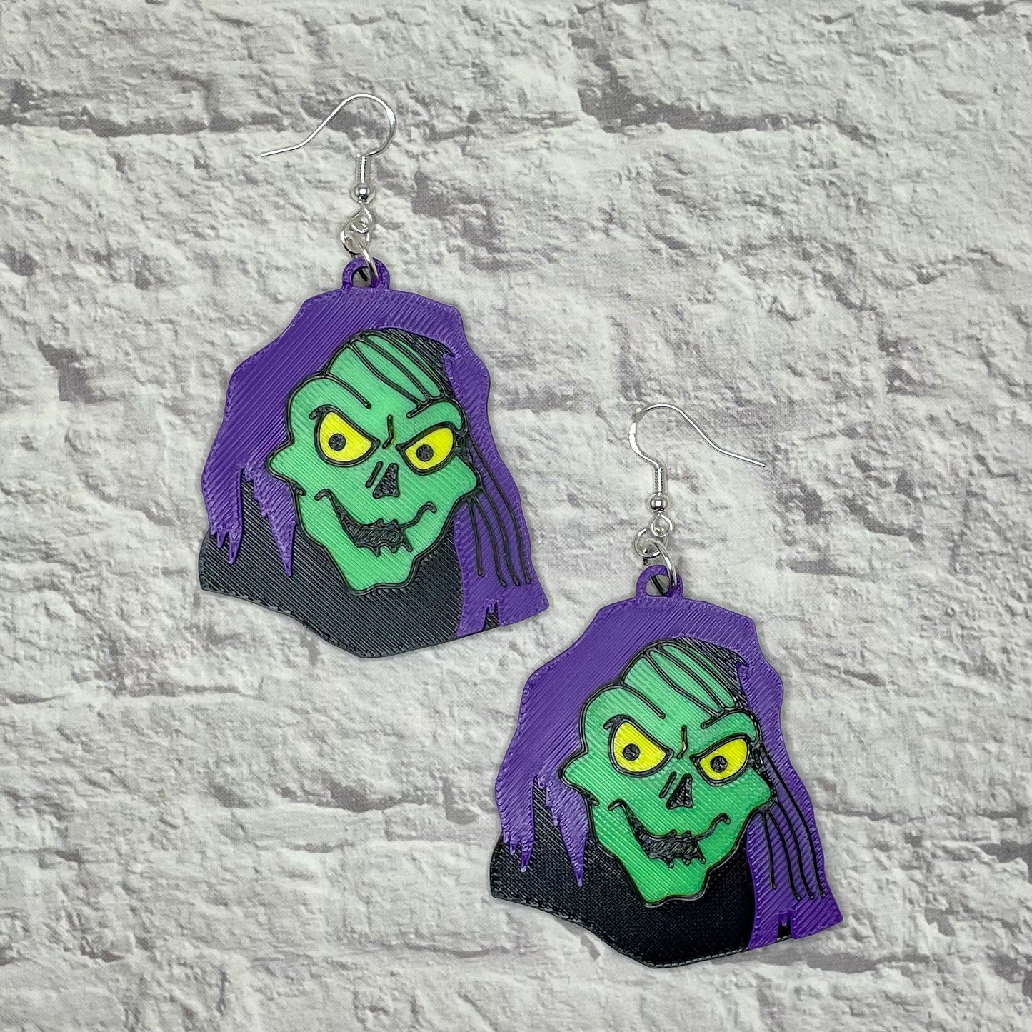 Crypt Cartoon Horror Statement Earrings or Keychain 3D Printed