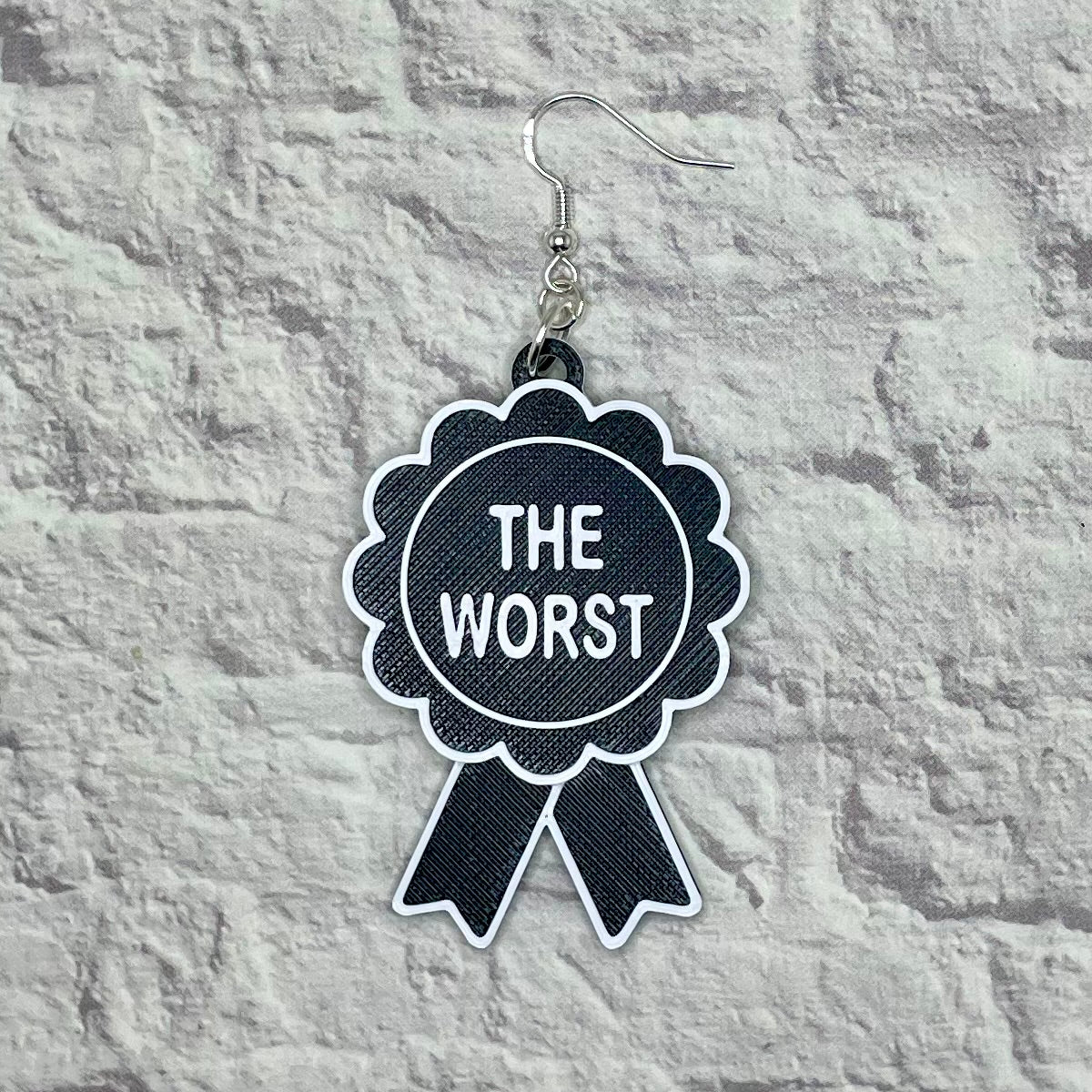 The Worst Ribbon Statement Earrings or Keychain 3D Printed